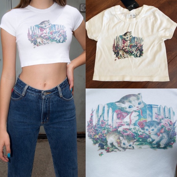 Brandy Melville Tops Brandy Melville Ashlyn Kittens Crop Top Poshmark